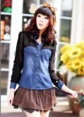 Blusa  Lace Chiffon Denim